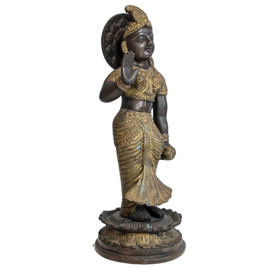 Bronzene Parvati-Göttin, stehend auf einem Lotussockel mit Abhaya-Mudra.