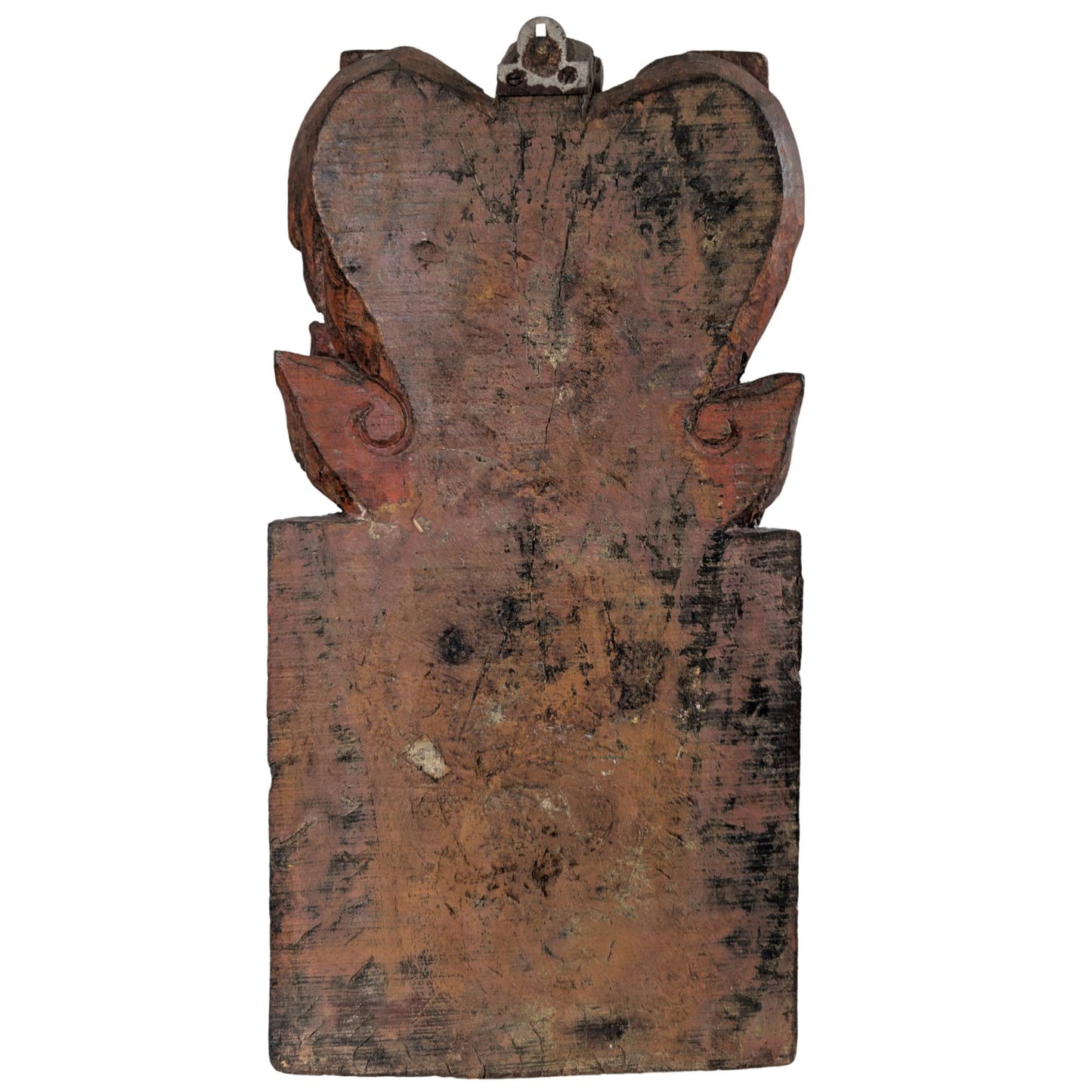 Rückseite der Platte mit natürlicher Oxidation und Holzschrumpfung.