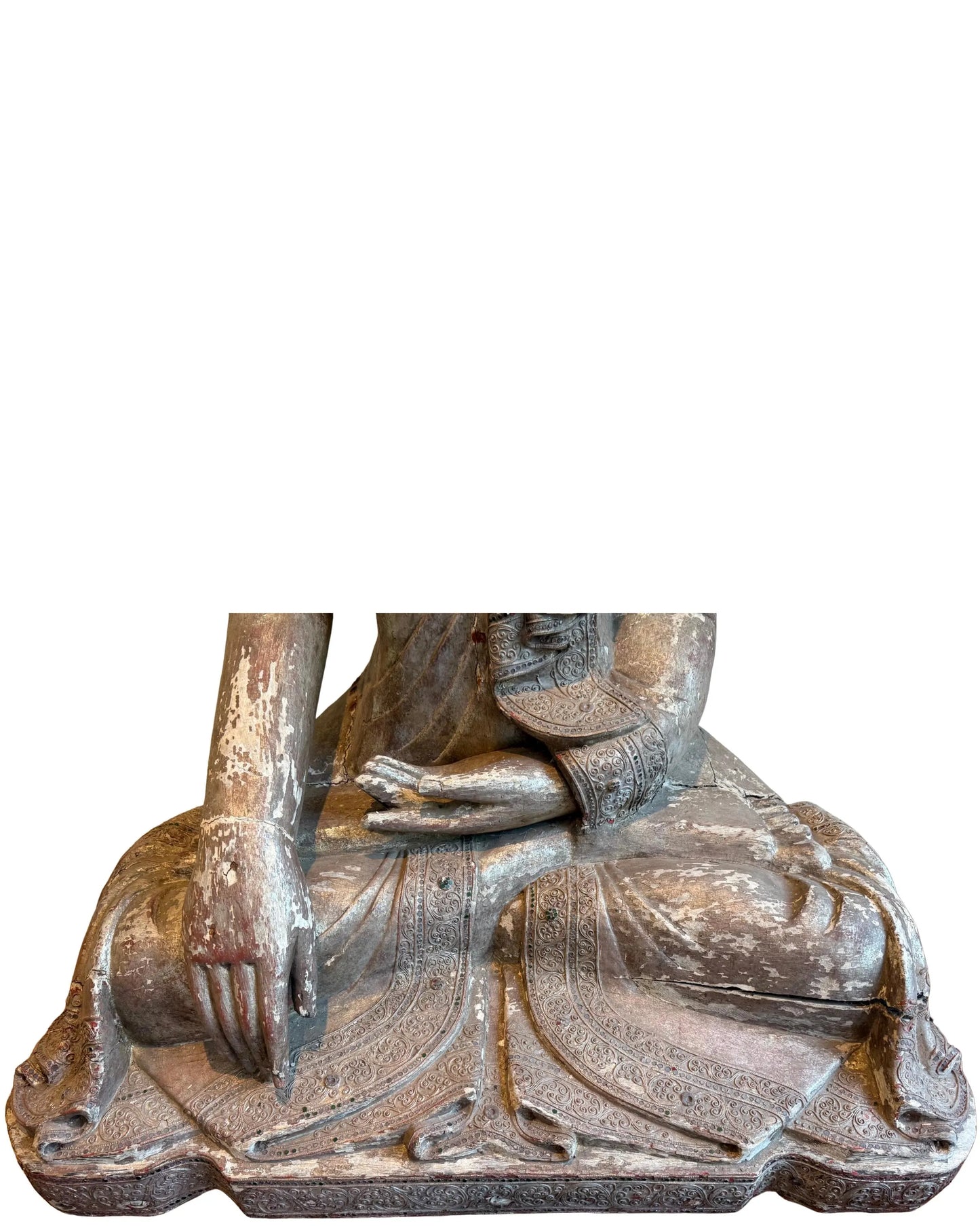 Authentische Buddha-Statue aus Holz, Myanmar-Tempelkunst, große Größe