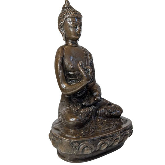 Alte Buddha-Statue aus Bronze mit Lotusfuß-Vitarka-Mudra, Los 121
