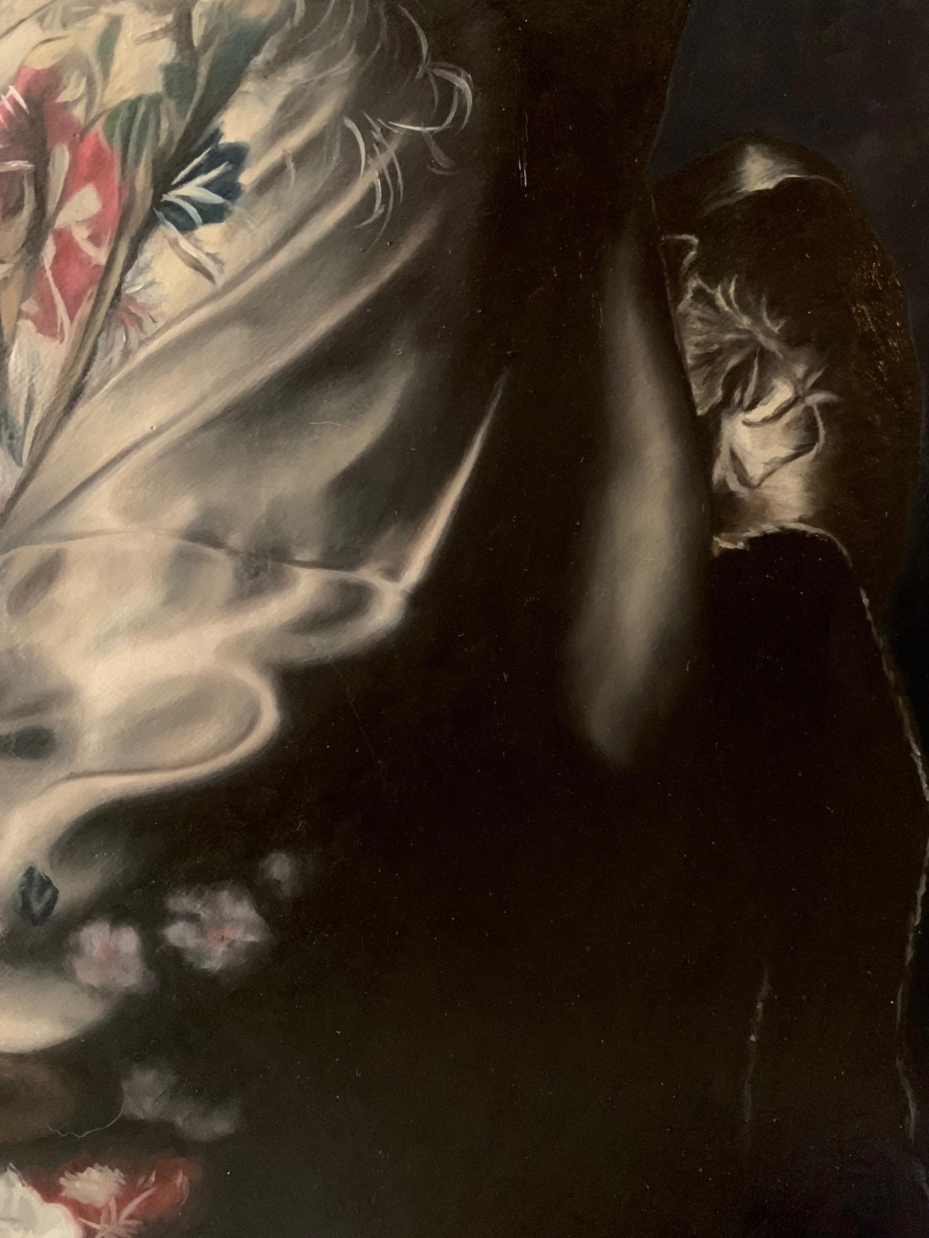 Einsatz von Licht und Schatten (Chiaroscuro) in einem modernen Akt/Porträt.