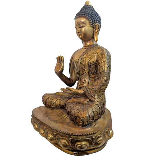 Große Buddha-Statue im tibetischen Stil, feuervergoldet, 6,4 kg