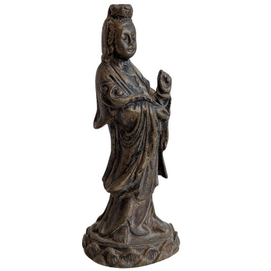 Persönliche Guanyin-Anbetungsstatue aus Bronze zum Mitführen