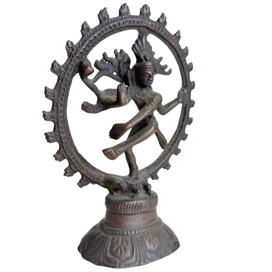 Indische Bronzefigur von Shiva Nataraja für den Altar in kosmischer Tanzpose