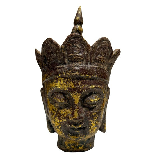 Ksitigarbha Dizang Pusa-Kopf mit Goldresten, antikes chinesisches buddhistisches Fragment