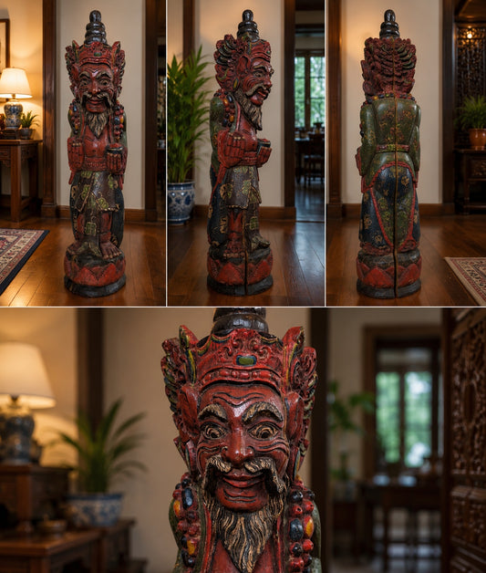 Robuste, handgeschnitzte Statue aus 4,6 kg massivem Holz aus Indonesien.