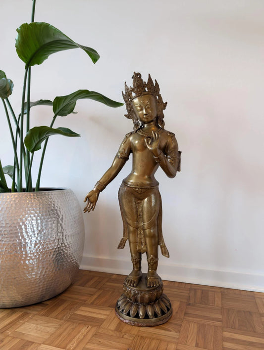 Tara-Statue aus Bronze, 78 cm, tibetischer Stil, große stehende Statue