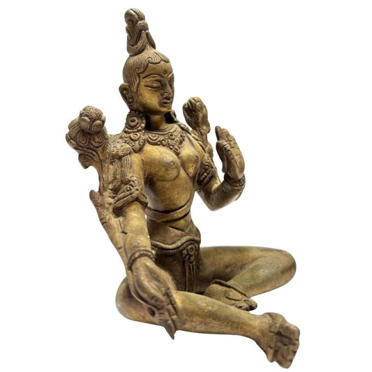Tara-Statue aus Bronze, Indien, Lotus, buddhistische Skulptur
