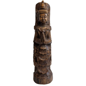 Burmesische Nat-Figur Thagyamin – Tempelstatue aus Holz, 19. Jahrhundert