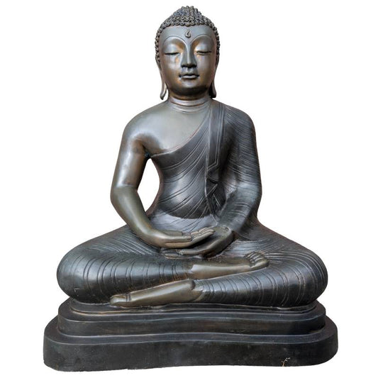 Feuervergoldeter Theravada-Buddha aus Bronze aus Sri Lanka, 17.–18. Jahrhundert