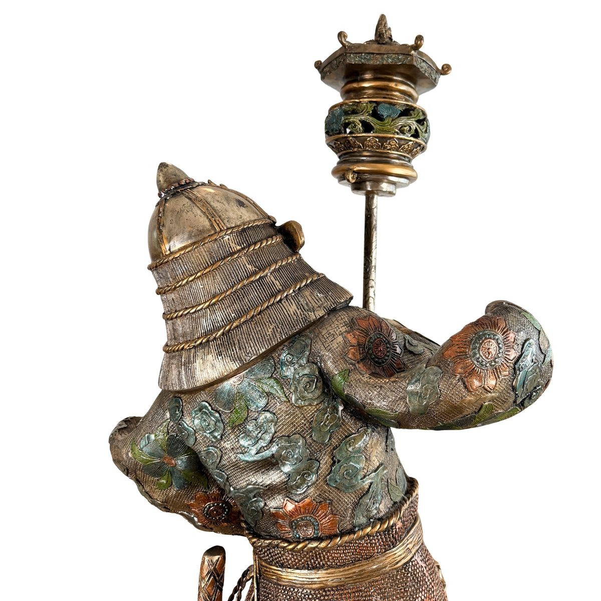 Monumentaal paar Japanse bronzen samurai in Miyao-stijl, 20e eeuw – productfoto 26