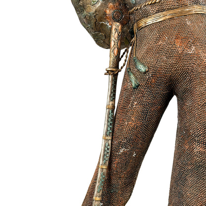 Monumentaal paar Japanse bronzen samurai in Miyao-stijl, 20e eeuw – productfoto 27