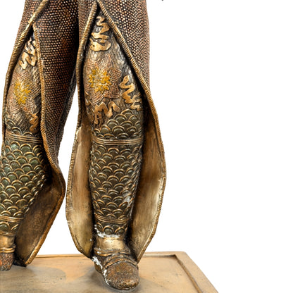 Monumentaal paar Japanse bronzen samurai in Miyao-stijl, 20e eeuw – productfoto 04