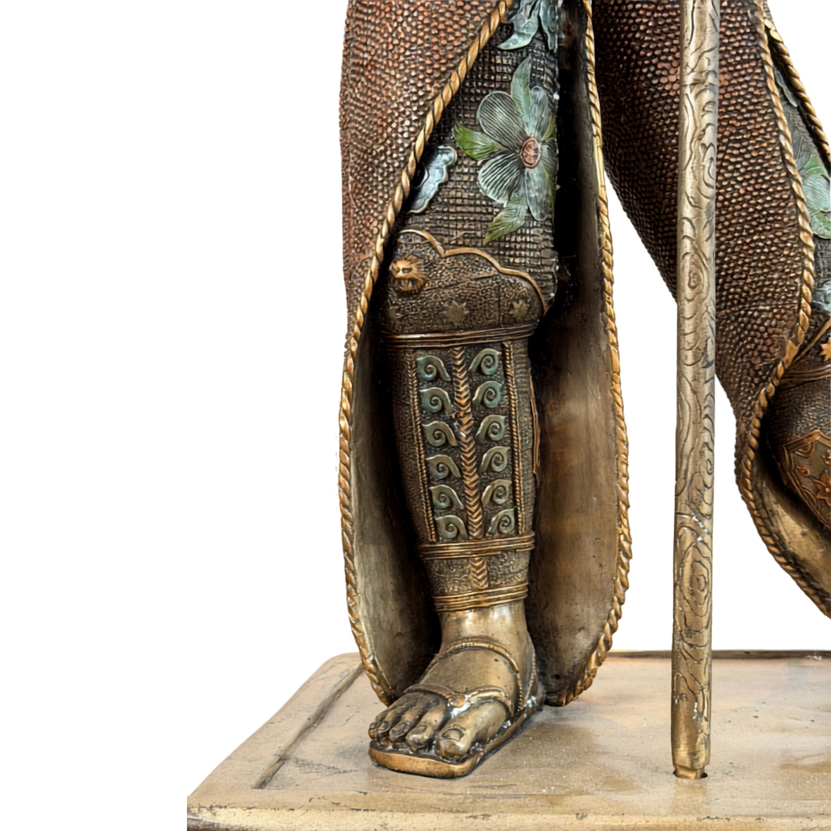 Monumentaal paar Japanse bronzen samurai in Miyao-stijl, 20e eeuw – productfoto 28