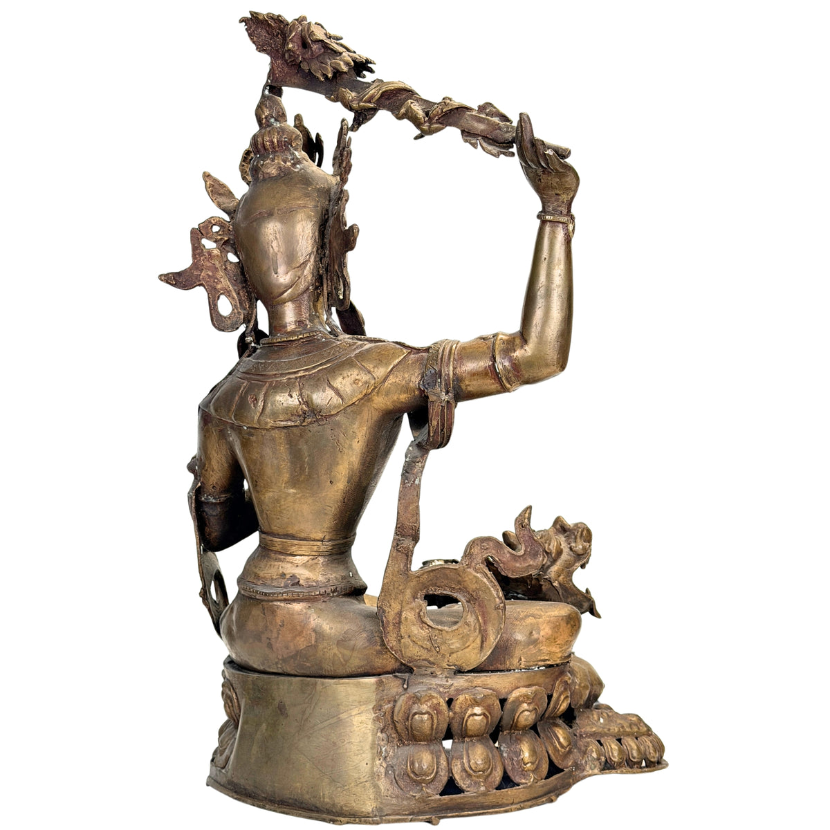 Detail des reich durchbrochenen Lotussockels des nepalesischen Mañjuśrī