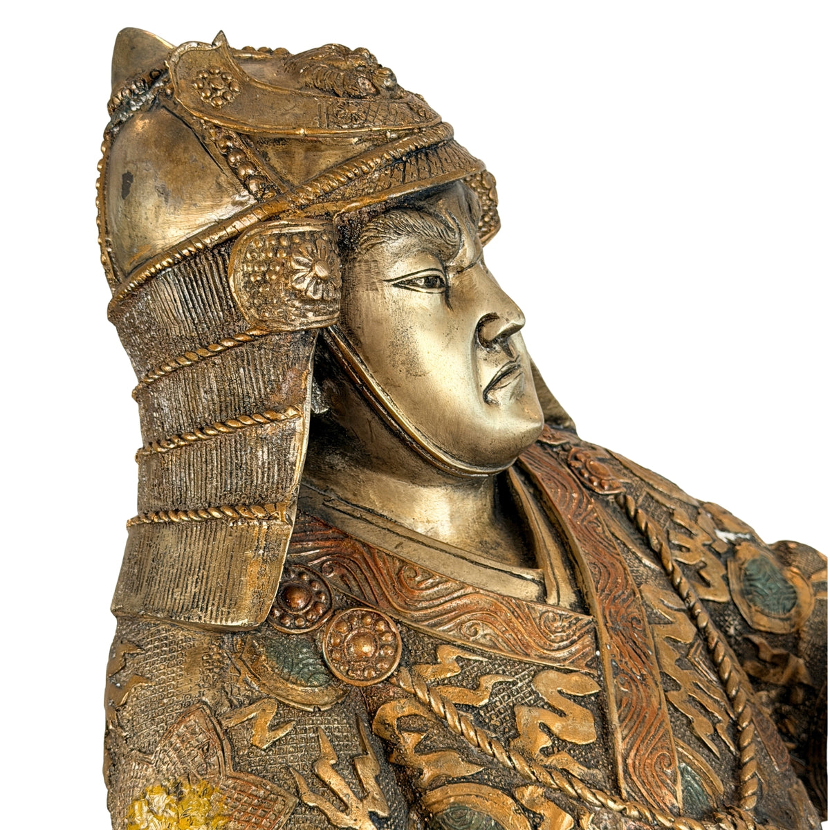 Monumentaal paar Japanse bronzen samurai in Miyao-stijl, 20e eeuw – productfoto 06