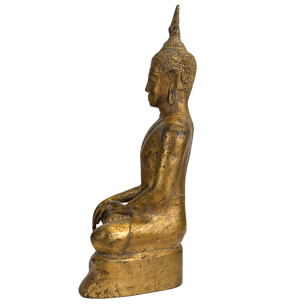 18. Jahrhundert thailändischer Buddha in Bhumisparsha Mudra auf minimalistischer Thronbasis