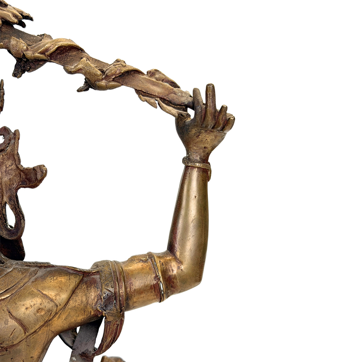 Detail durchbrochener Ornamentik mit historischen Verlusten an Mañjuśrī