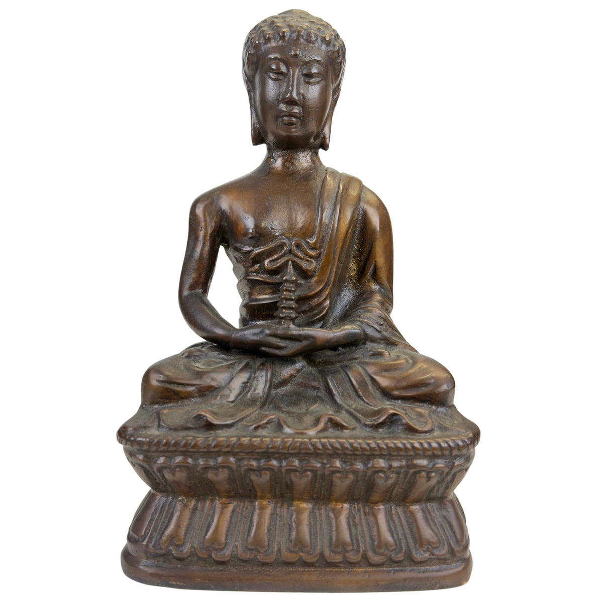 19. Jahrhundert Bronze‑Buddha mit Stupa‑Attribut im Himalaya‑Stil, schwer gegossene Statue von 28 cm