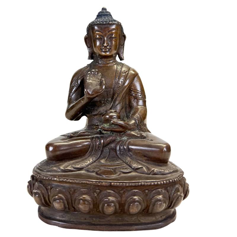 Antieke Nepalese bronzen Medicijnboeddha Bhaisajyaguru – opname 1