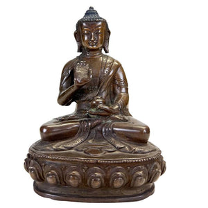 Antike nepalesische Bronze Medizin Buddha (Bhaisajyaguru) - 13 cm - 800 g