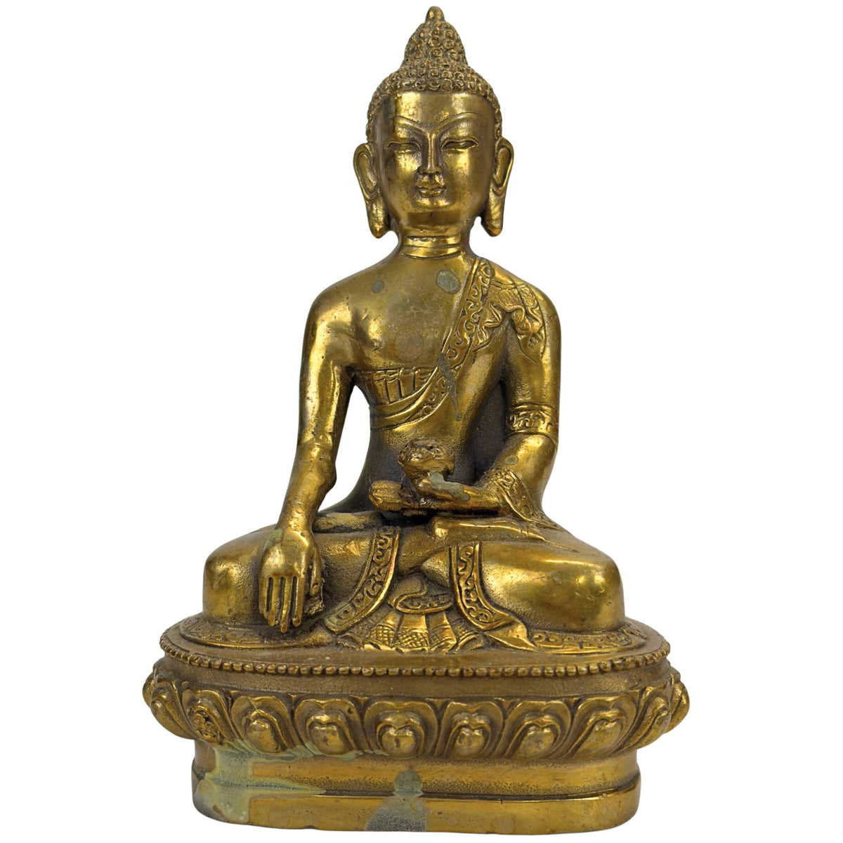 Vergoldeter Bronze-Buddha in Bhumisparsha-Mudra – Ansicht 1