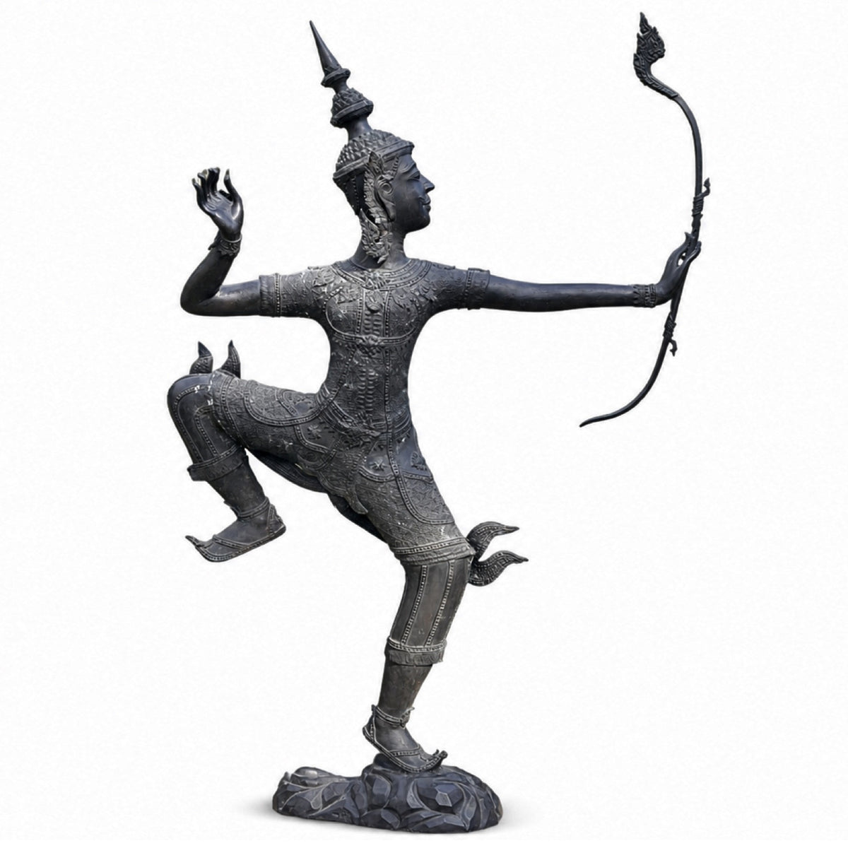 Monumentale bronzen Phra Ram Rama-Statue aus Thailand – vollständige Ansicht