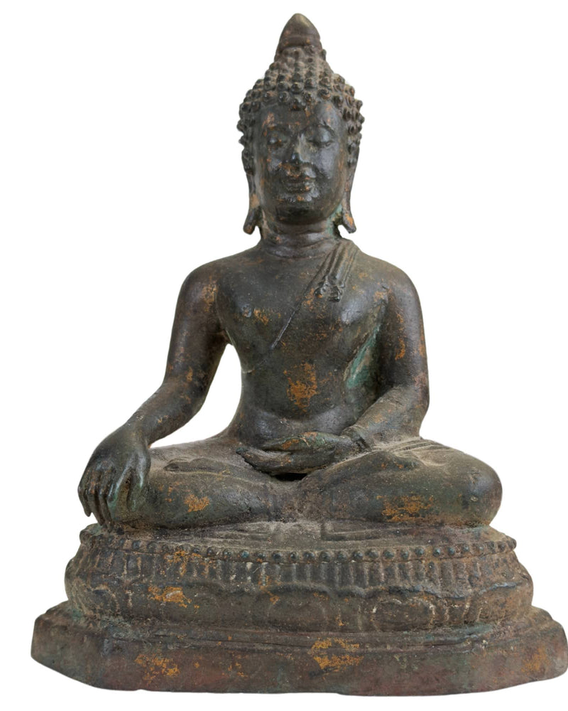Antike Ayutthaya Buddha-Statue in Bhumisparsha Mudra – 17./18. Jahrhundert – Museale Bronze - Thailändische Buddha Statue