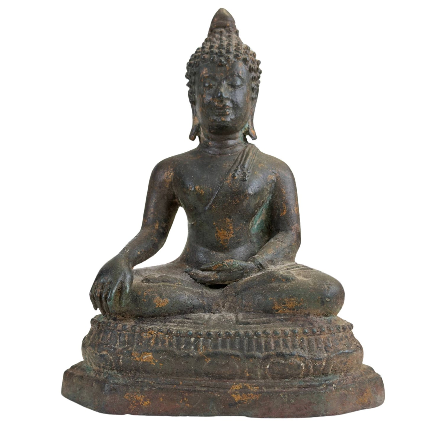 Antike Ayutthaya Buddha-Statue in Bhumisparsha Mudra – 17./18. Jahrhundert – Museale Bronze