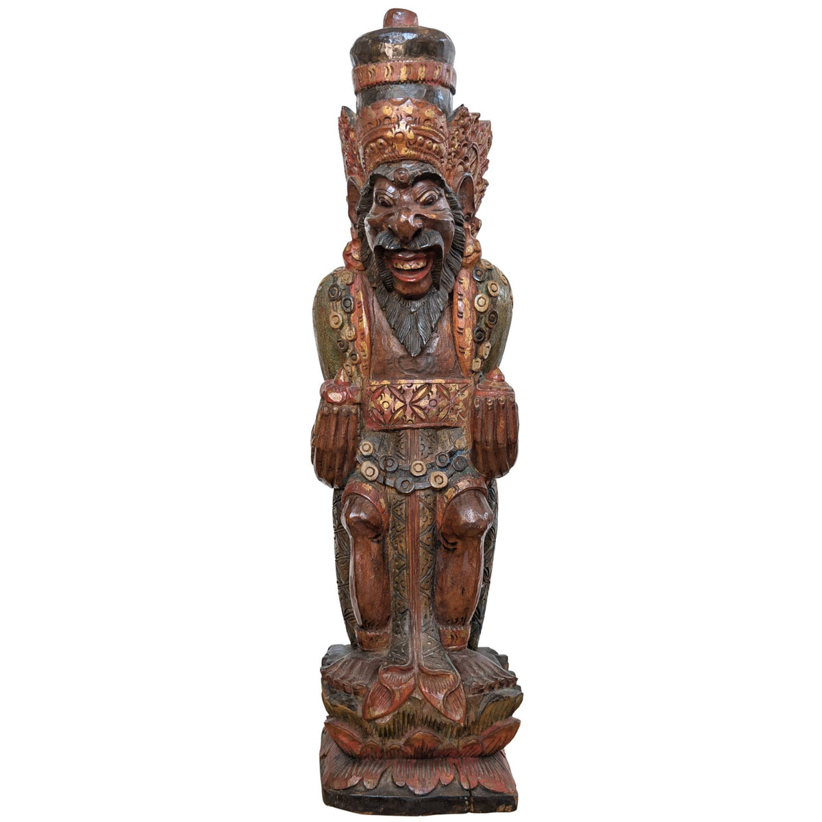 Vintage balinesische Rishi-Figur aus Holz mit Kamandalu – Ansicht 1