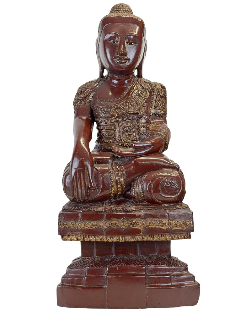 Antike burmesische Mandalay-Buddha-Statue aus Thit-si-Lack und Blattgold – Konbaung-Periode, ca. 1870–1895 (63,5 cm)