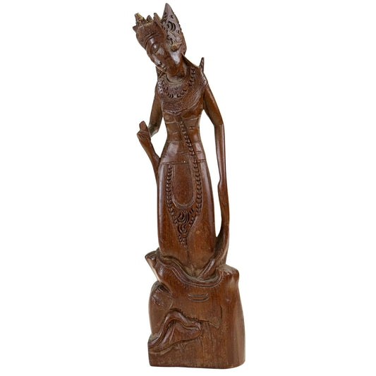 Kaufen Sie eine handgeschnitzte balinesische Reisgöttin Dewi Sri aus Holz bei 1stbuddha