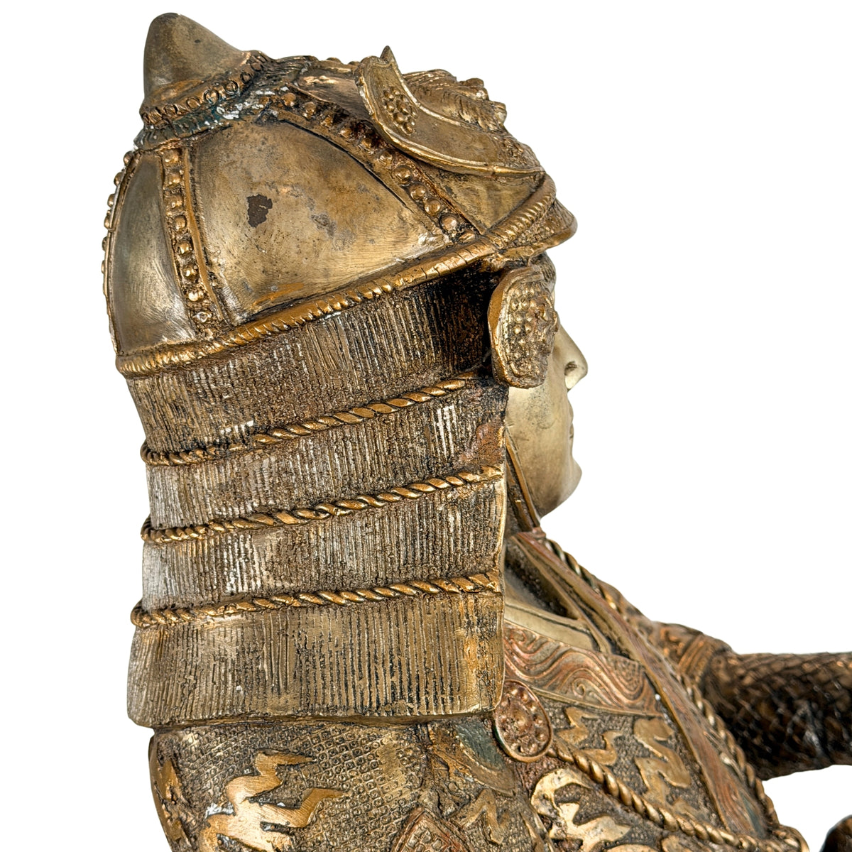 Monumentaal paar Japanse bronzen samurai in Miyao-stijl, 20e eeuw – productfoto 08