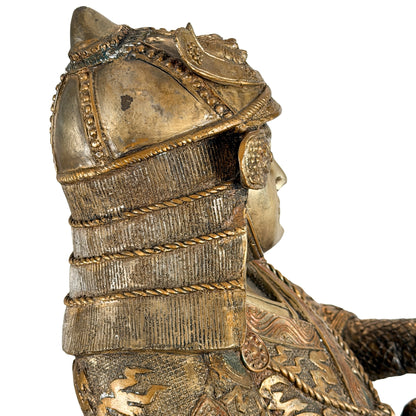Monumentaal paar Japanse bronzen samurai in Miyao-stijl, 20e eeuw – productfoto 08
