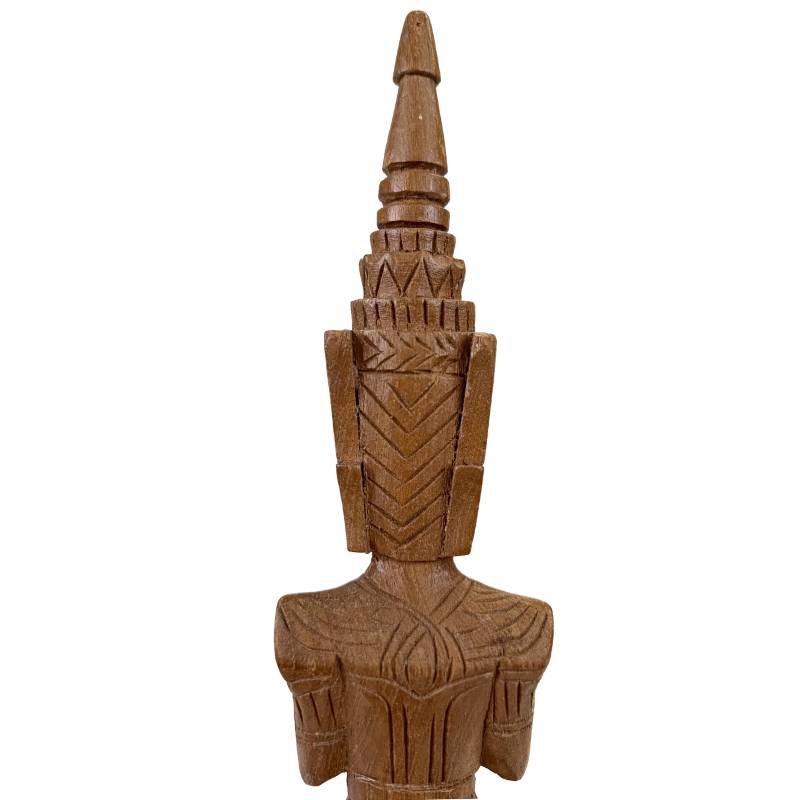 Paar thailändische Tephanom-Tempelwächter aus Holz, Vintage – Ansicht 1