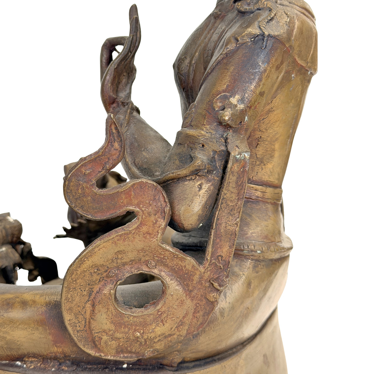 Detail der Gesichtszüge und historischen Patina des nepalesischen Mañjuśrī