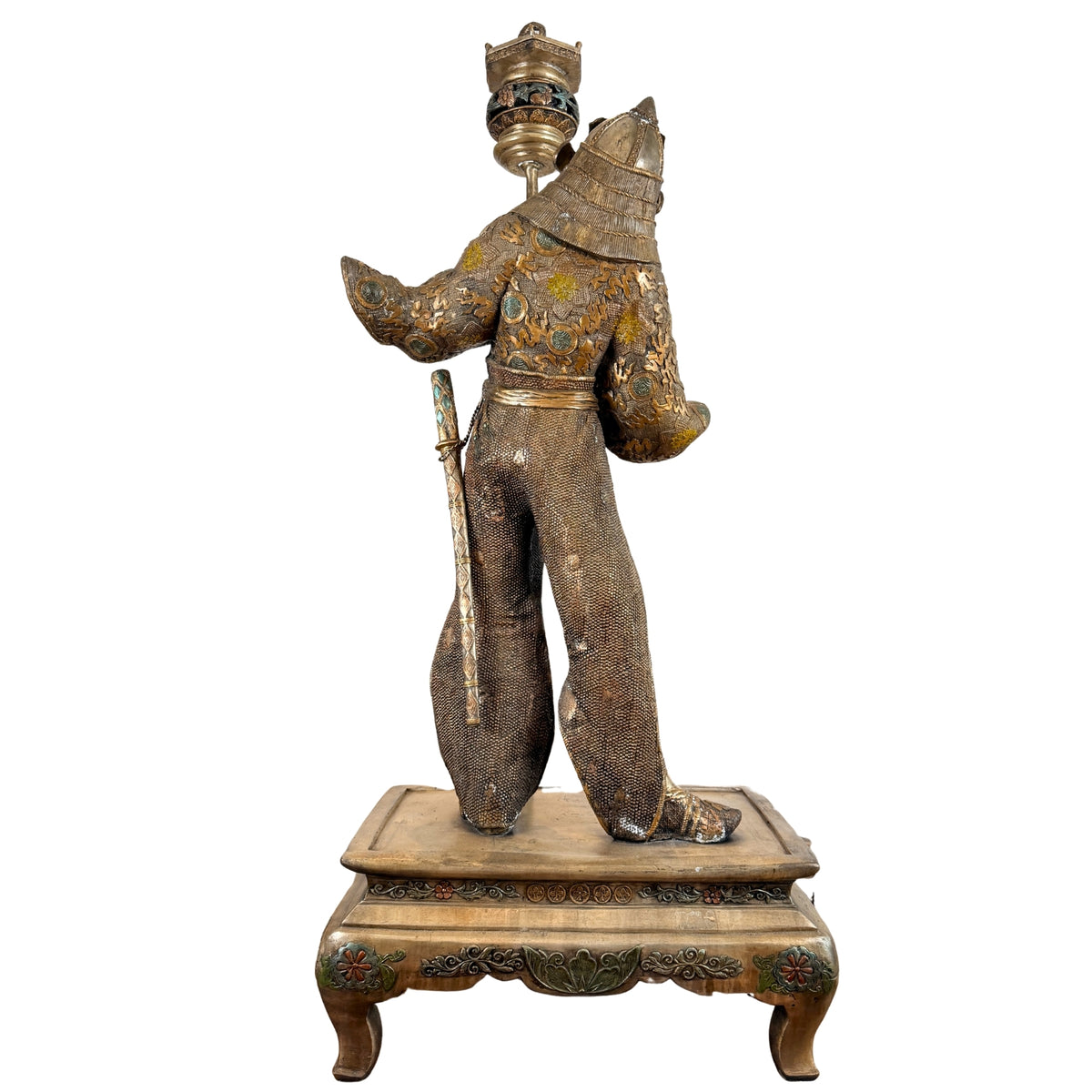 Monumentaal paar Japanse bronzen samurai in Miyao-stijl, 20e eeuw – productfoto 11