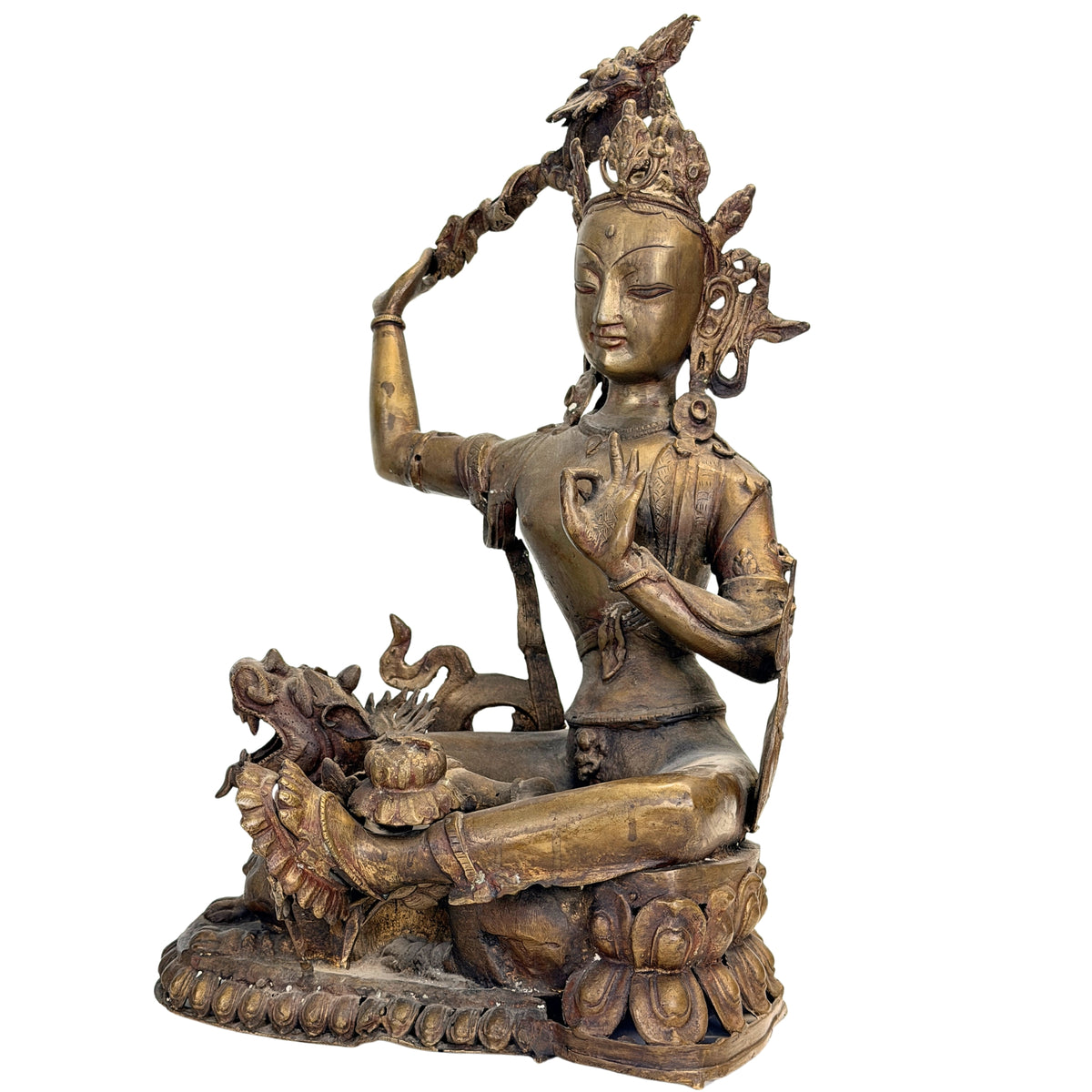 Detail alter Abnutzung und unrestaurierter Ornamentik an Mañjuśrī