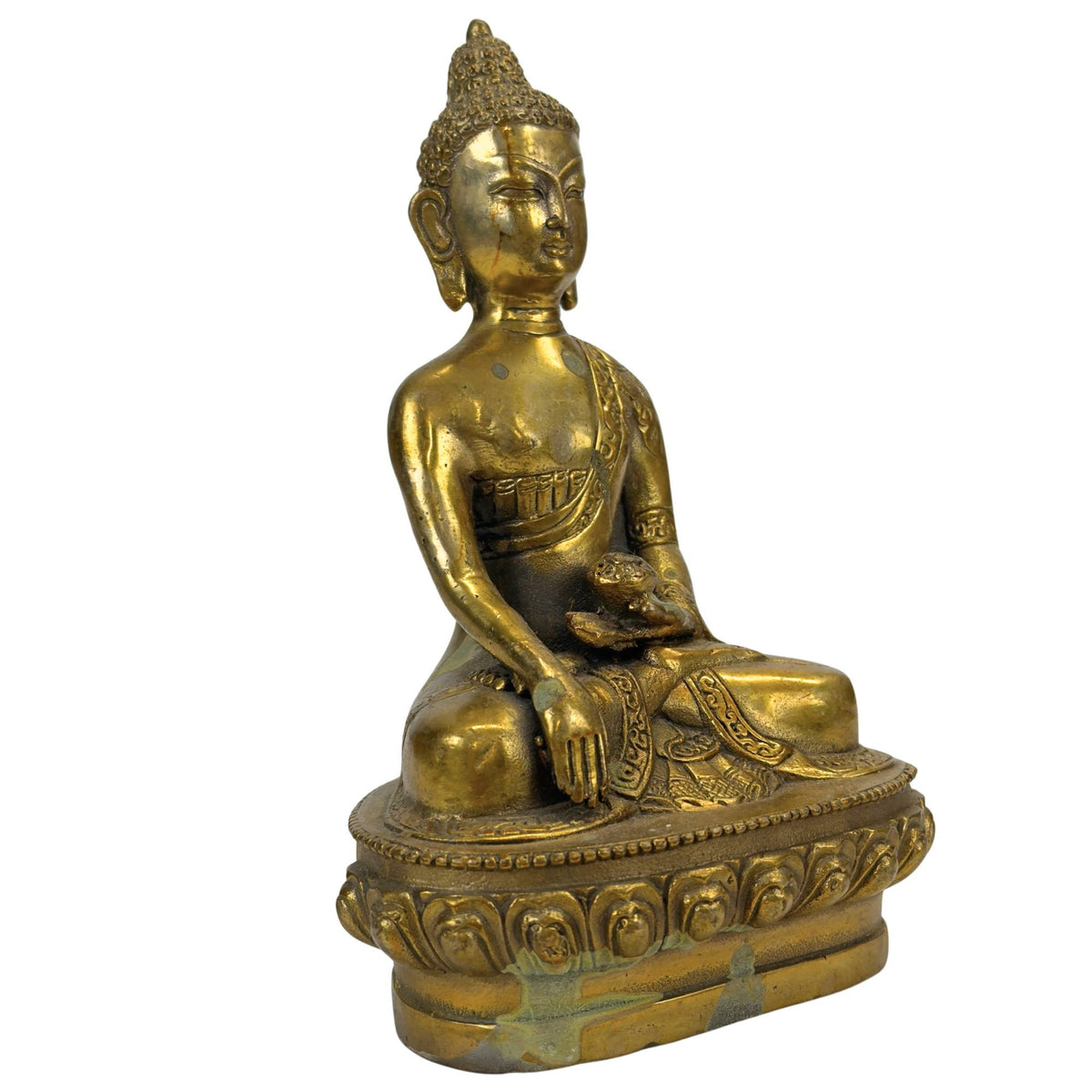 Vergoldeter Bronze-Buddha in Bhumisparsha-Mudra – Ansicht 2