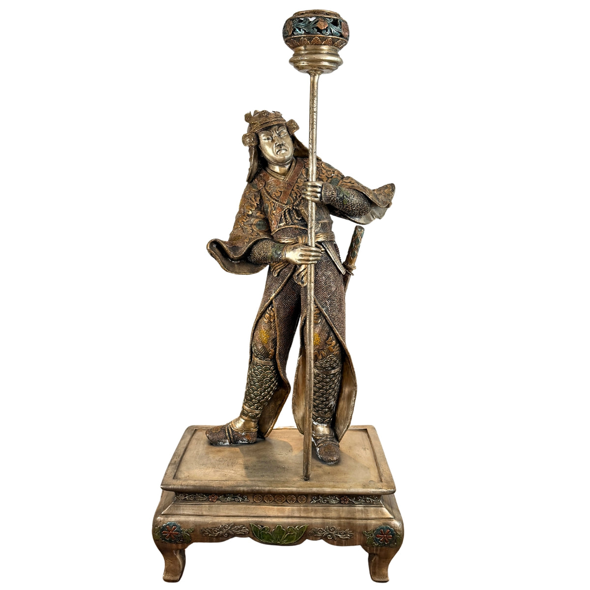 Monumentaal paar Japanse bronzen samurai in Miyao-stijl, 20e eeuw – productfoto 02