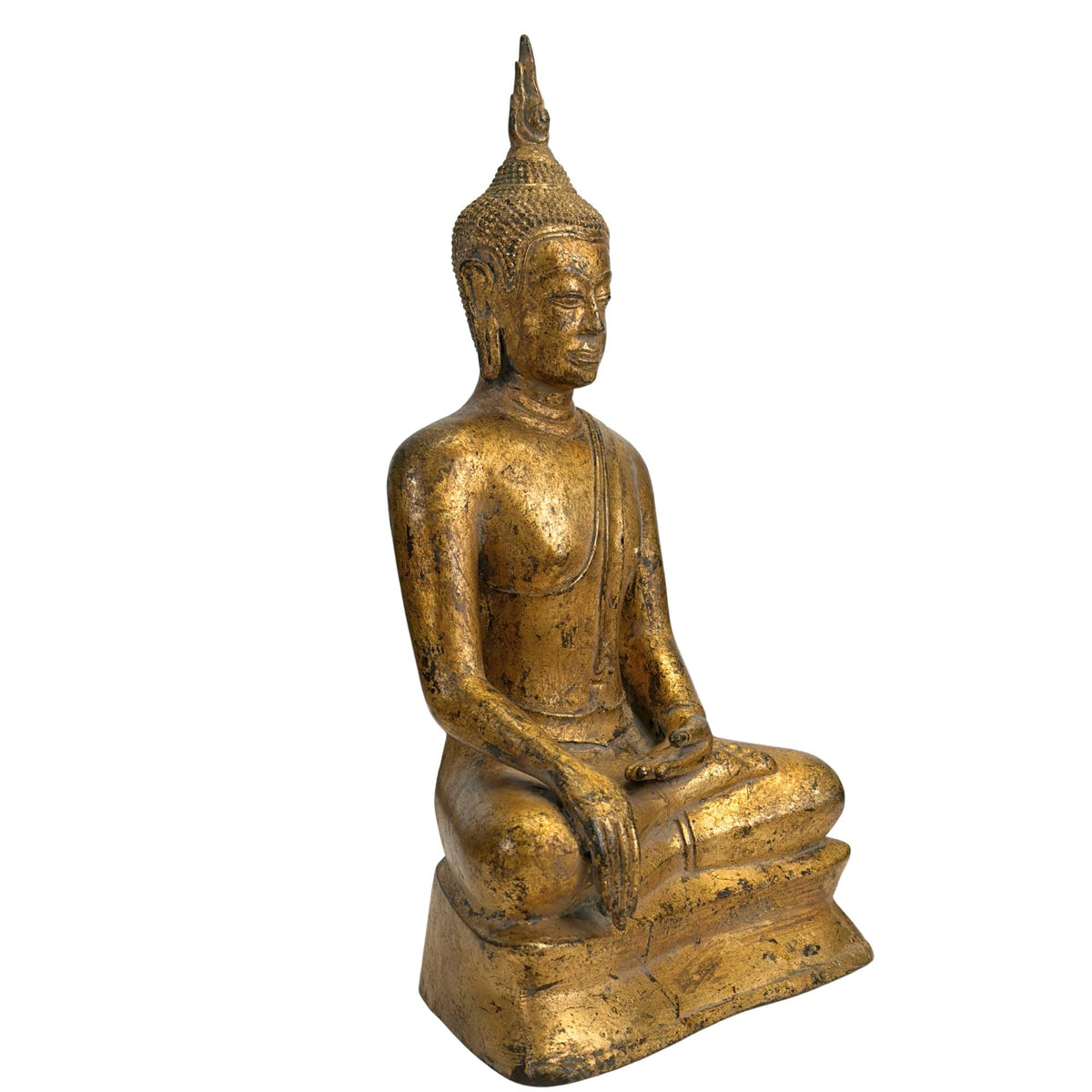 Antiker thailändischer Buddha aus Bronze in Bhumisparsha-Mudra – Detail