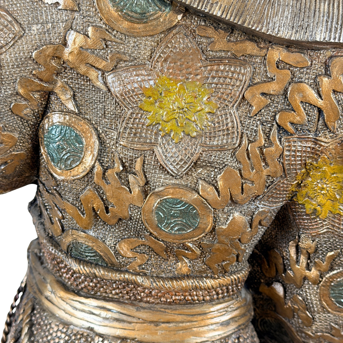 Monumentaal paar Japanse bronzen samurai in Miyao-stijl, 20e eeuw – productfoto 12