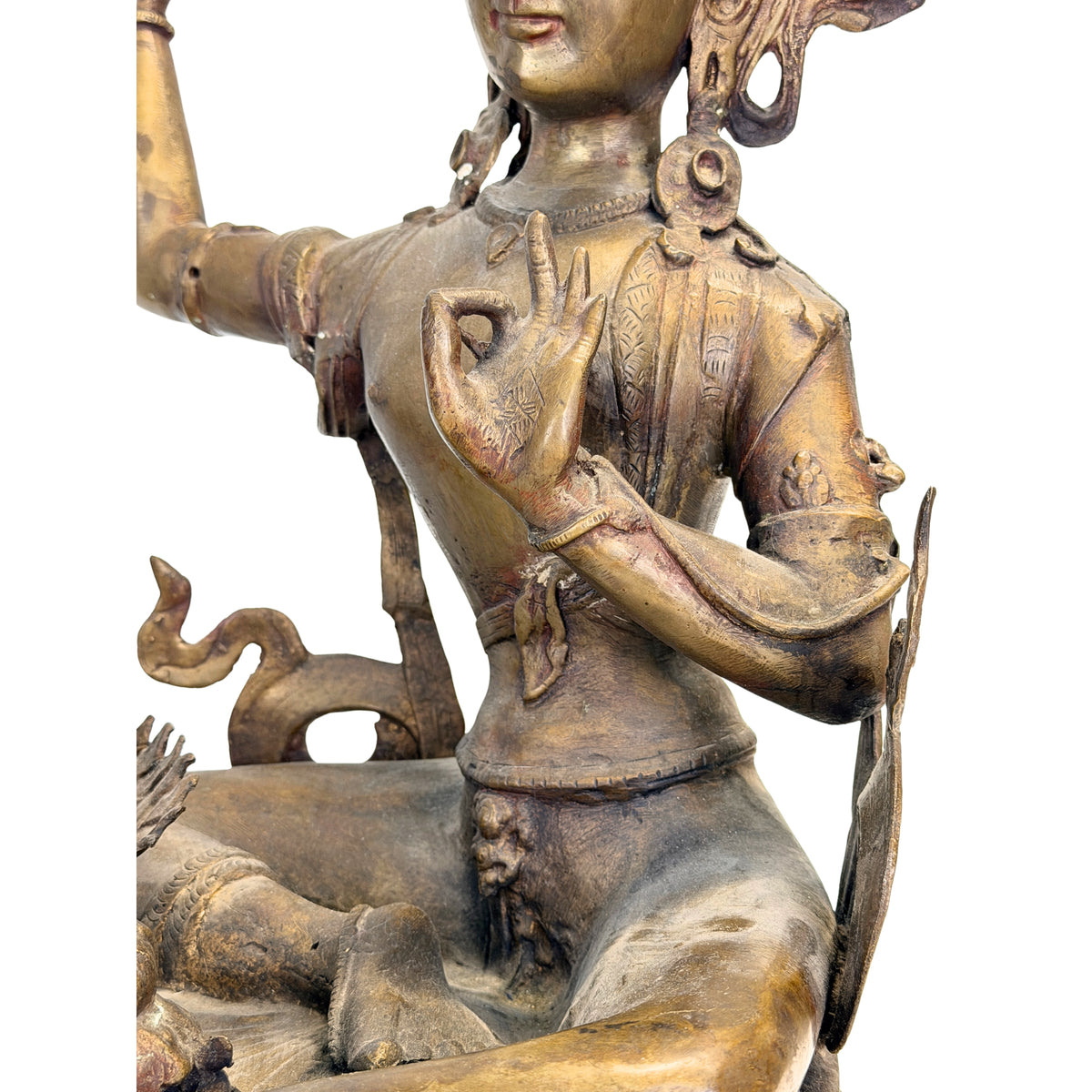 Detail historischer Verluste an durchbrochenen Ornamenten des Mañjuśrī