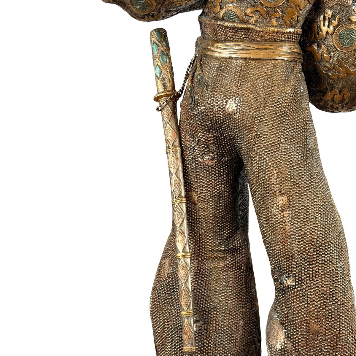 Monumentaal paar Japanse bronzen samurai in Miyao-stijl, 20e eeuw – productfoto 13