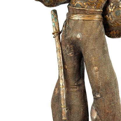 Monumentaal paar Japanse bronzen samurai in Miyao-stijl, 20e eeuw – productfoto 13