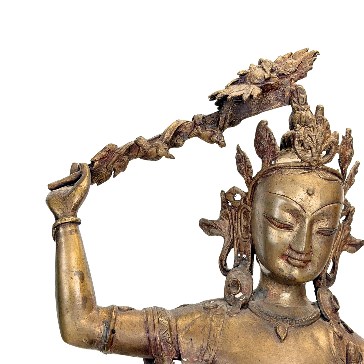 Monumentaler nepalesischer Bronze-Mañjuśrī – rechte Seitenansicht