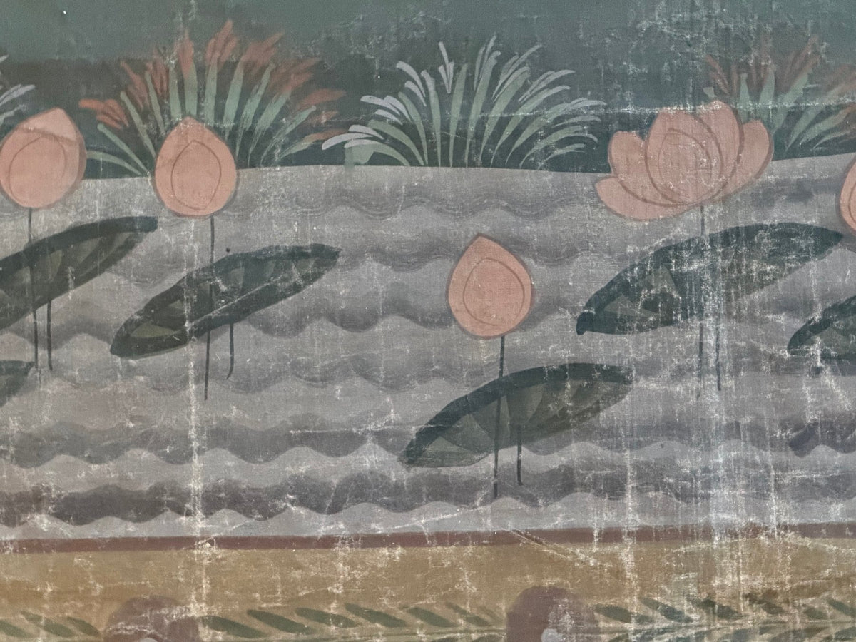Antique Pichwai painting Krishna & Gopi's - India ca. 19th century