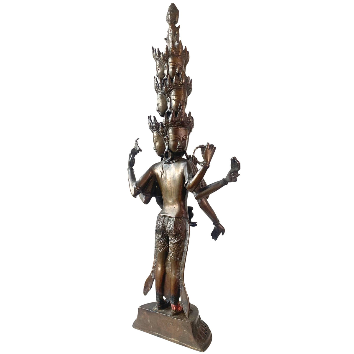 Antiek Tibetaans bronzen Avalokiteshvara met elf hoofden – opname 1