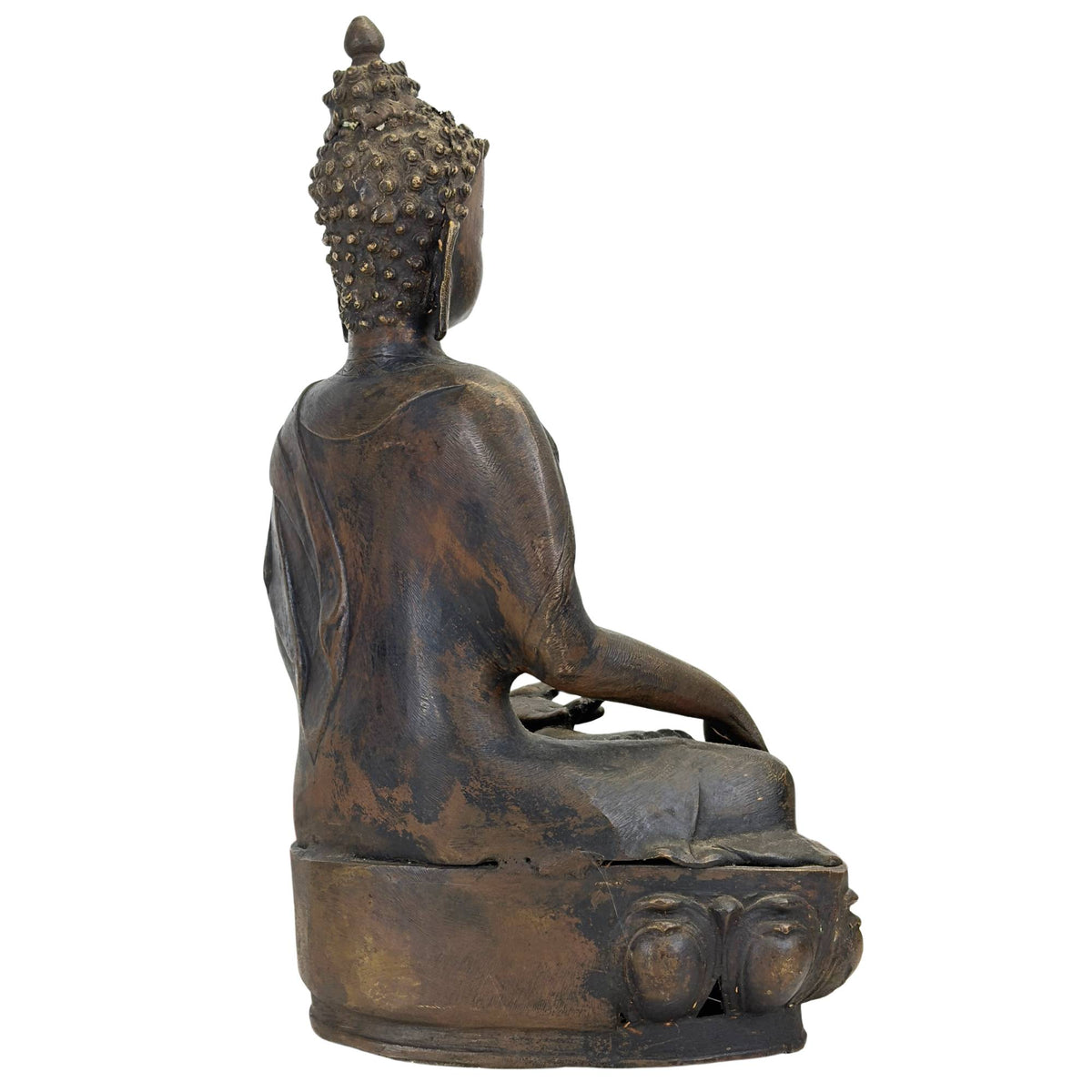 Monumentaler Shakyamuni-Buddha aus Ladakh aus dem 18. Jahrhundert in feuervergoldeter Bronze – Ansicht 4