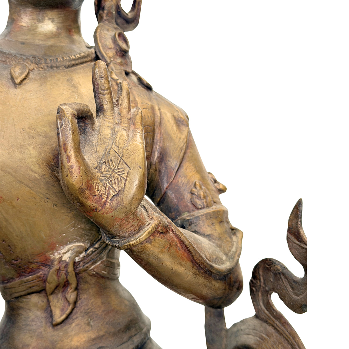 Antiker nepalesischer Mañjuśrī – Rückansicht rechts mit durchbrochener Ornamentik